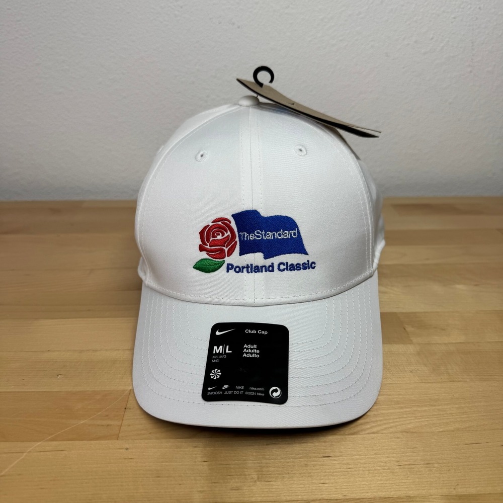 Nike Dri-FIT Club Cap White Portland Classic Rose Golf Hat FB6452-100 M/L NEW